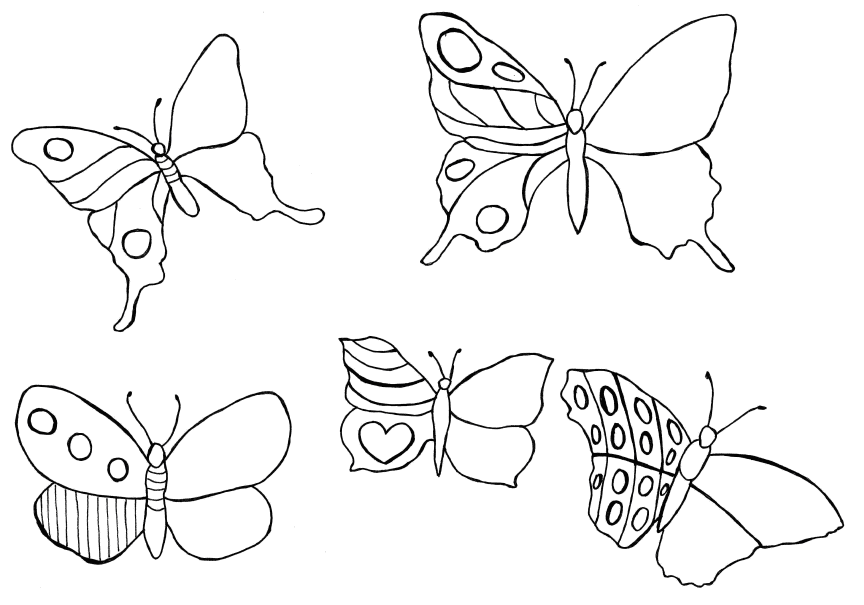 Dokończ rysować motylki i pokoloruj
