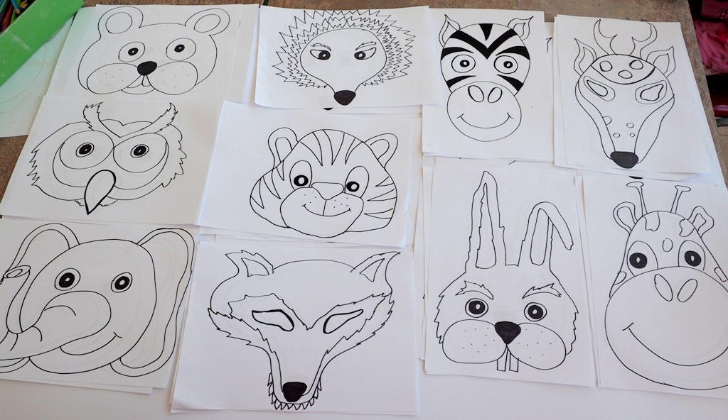 Maski zwierząt do druku, kolorowania i wycinania.