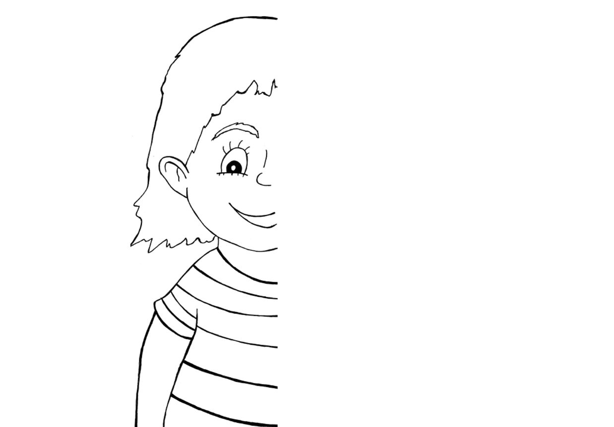 Dokończ rysować dziewczynkę i pokoloruj