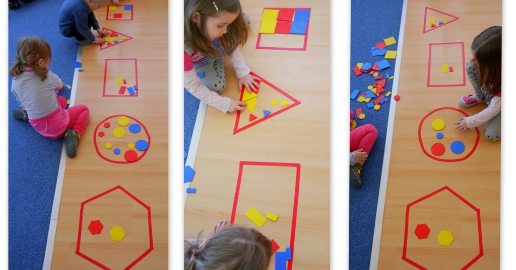 zabawy dla dzieci w przedszkolu domu kreatywnie poznawanie figur z tasma