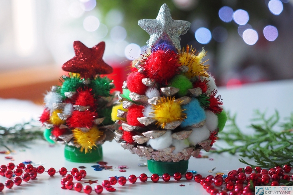 dekoracje świąteczne, choinka z szyszki, dekoracje bożonarodzeniowe, diy, pomysły na dekoracje dla dzieci bozenarodzenie