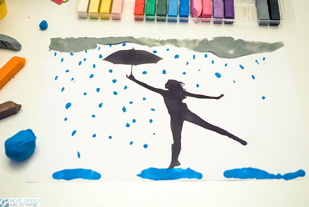 szablon postaci z parasolem, dziewczynka z parasolem do druku