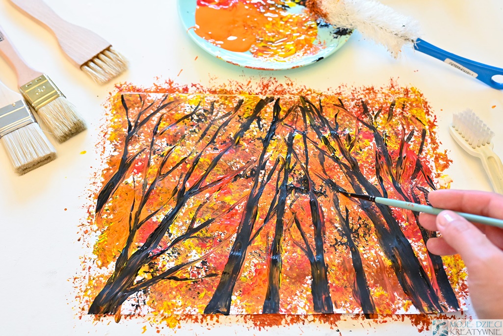 jesienny las praca plastyczna, prace plastyczne jesień, jesień pomysły na prace plastyczne, moje dzieci kreatywnie jesień.