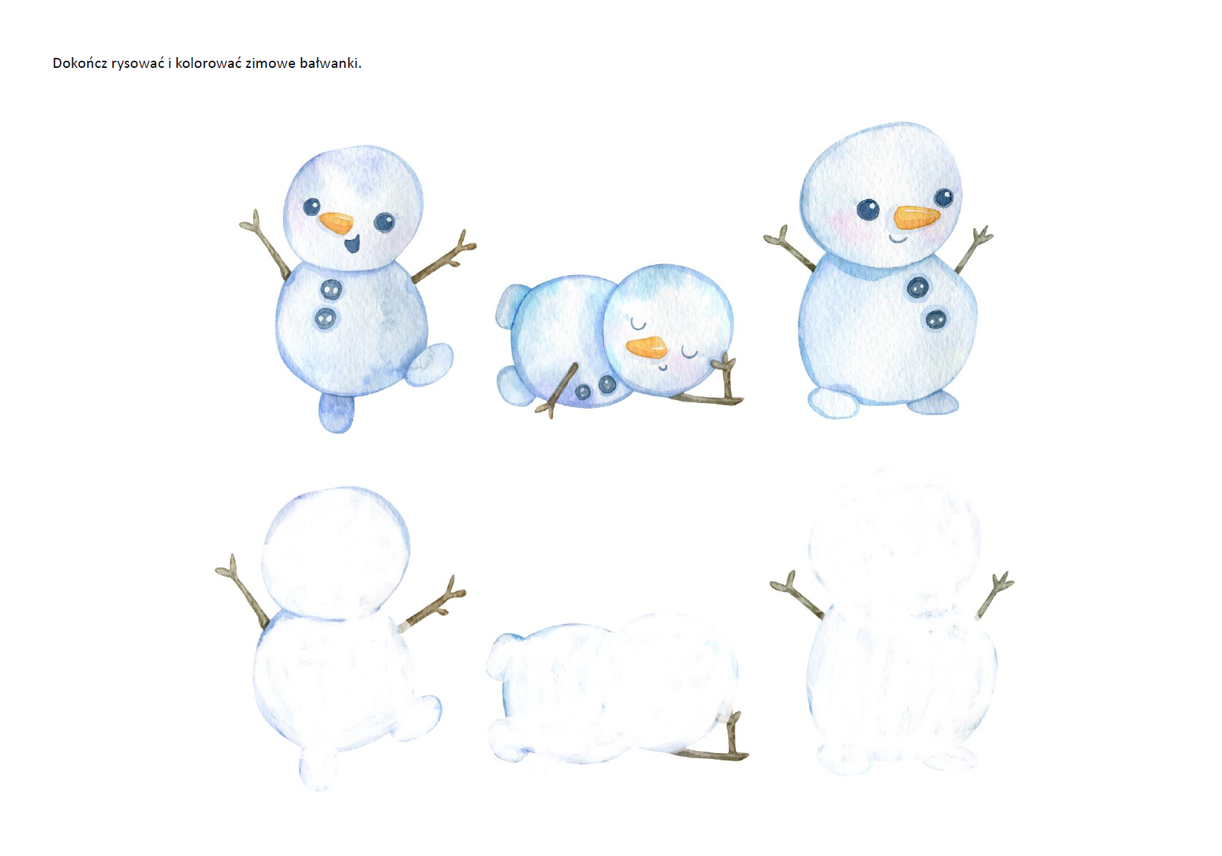 Zimowe bałwanki karta pracy