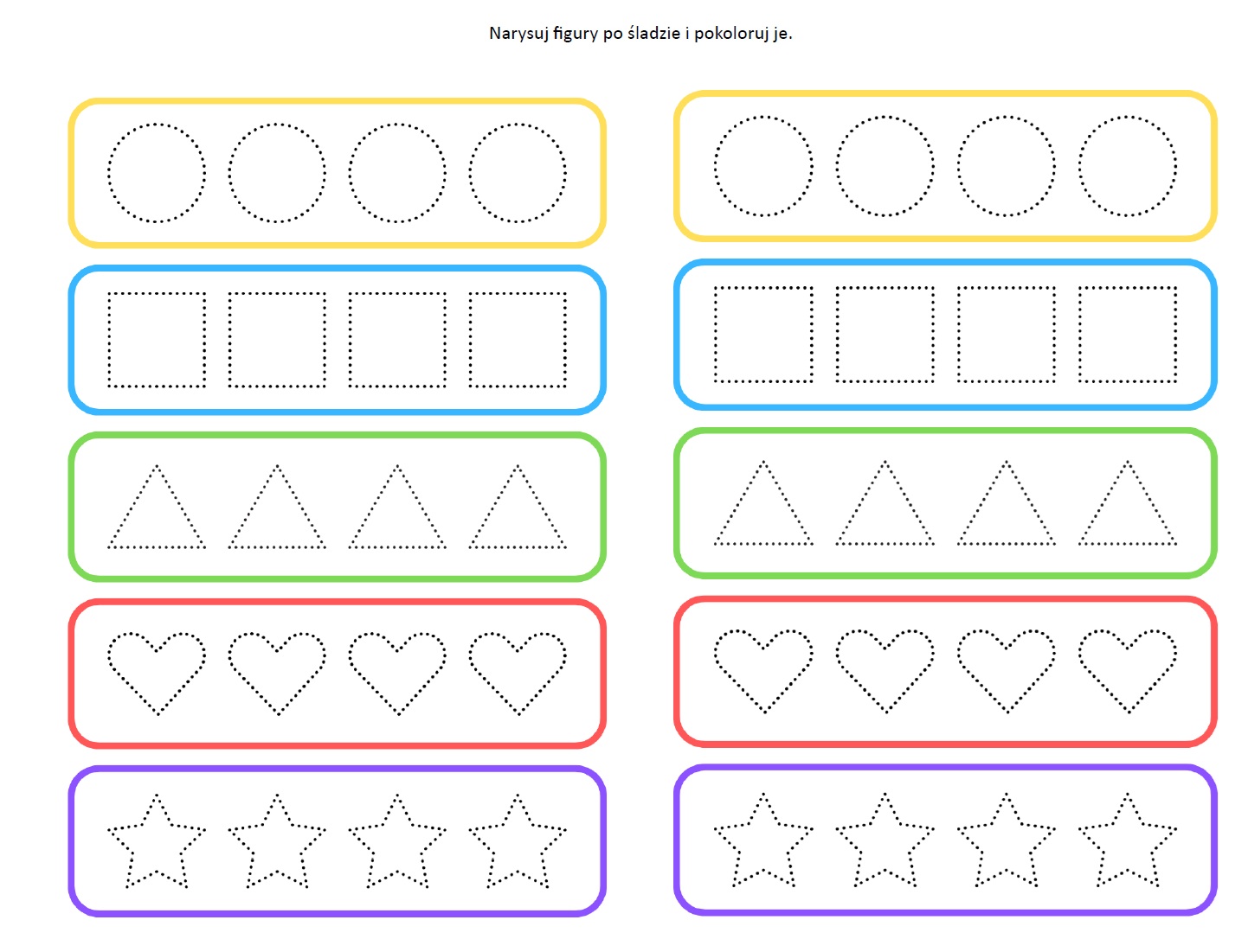 Narysuj figury po śladzie