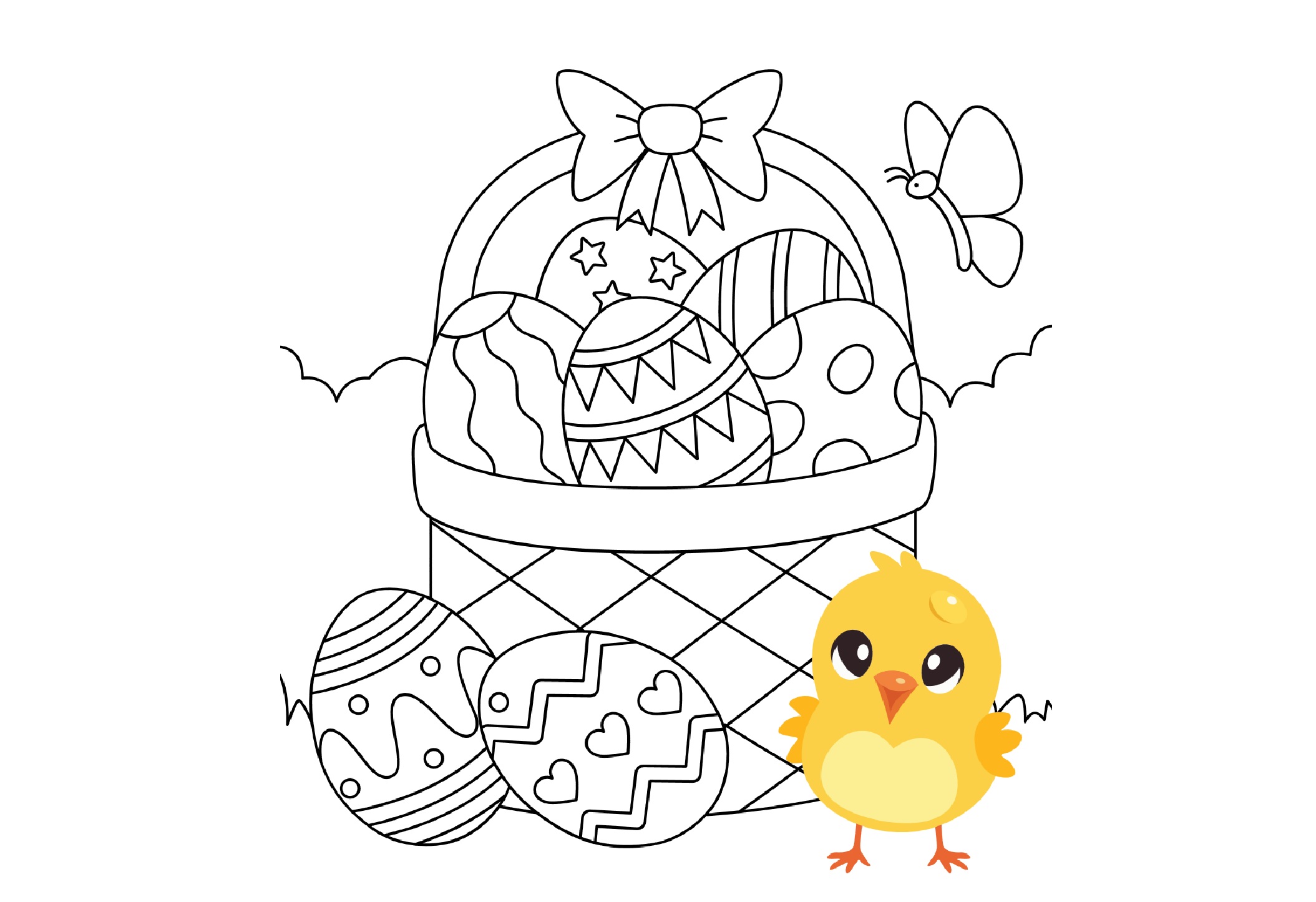 Pisanki w koszyczku do kolorowania