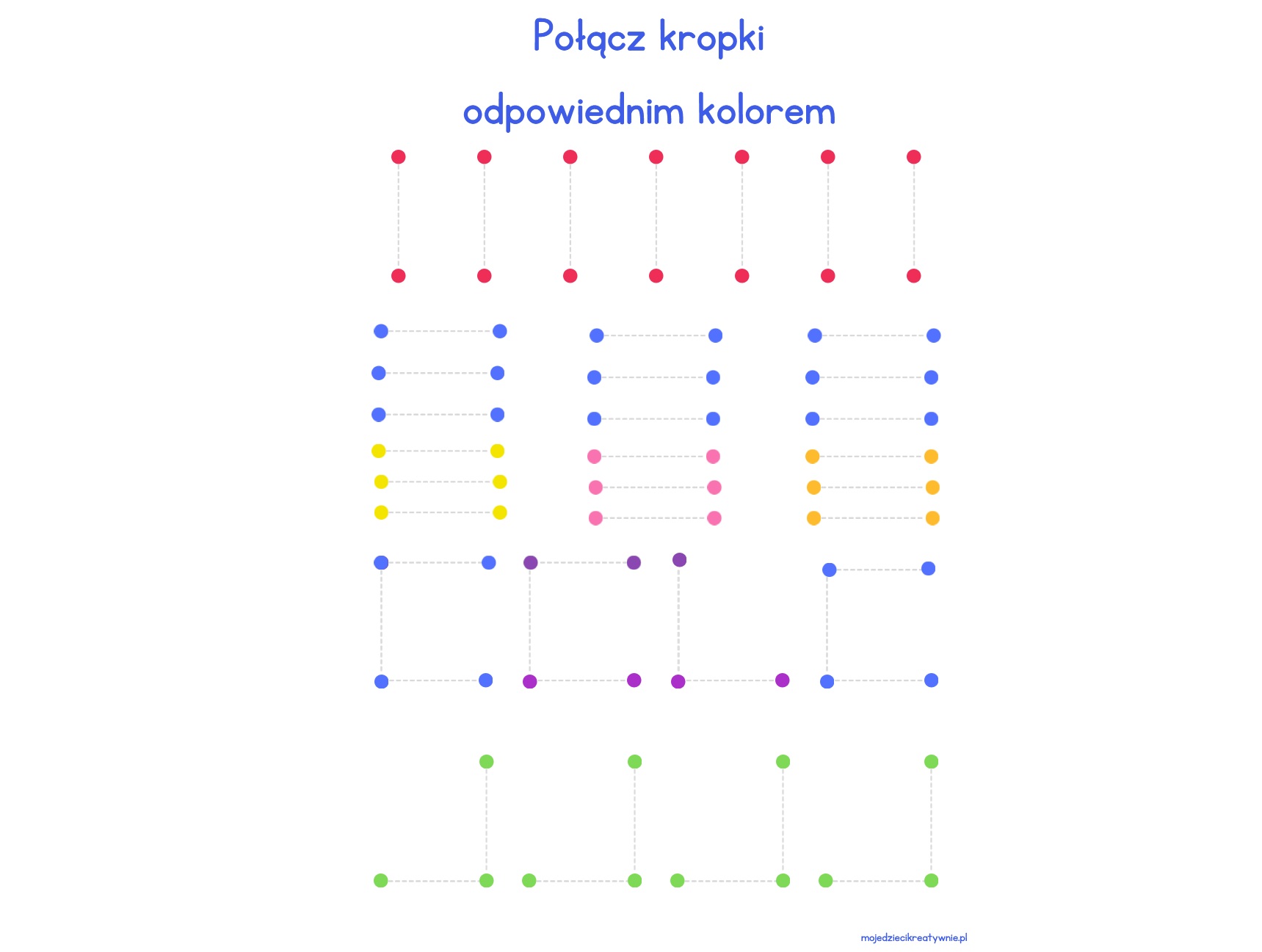 Łączenie kropek kolorem – grafomotoryka